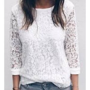 Ziaesm Women V-Neck Floral Lace Top